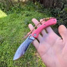 Couteau Pliant Acier Damas Cran Forcé Luxe Perle Edc Collection #300