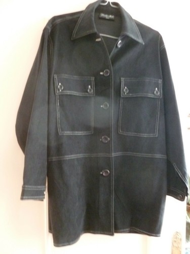 Veste peau peche noire - peau,