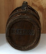 Tonneau tonnelet gourde ancienne nominative V.SACHON en bois art populaire