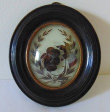 ANCIEN CADRE OVALE VERRE BOMBE