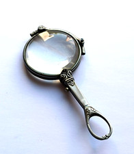 Ancienne Loupe Pliant Platinin Lorgnette à Mains Vintage Magnifying Glass