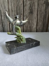 Presse-papier ancien Art Déco – Oiseau sur marbre