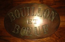 plaque bronze avant 1900 boucherie charcuterie BOEUF et BOUILLON 19ème