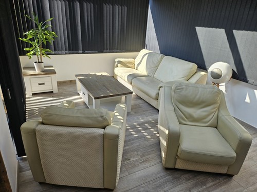 Canapé cuir beige - canapé, en