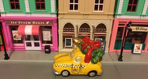 Yellow taxi cab with - with, christmas