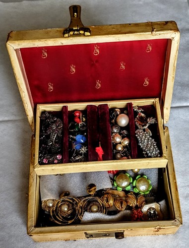 Ancien coffret bijoux cuir - à,