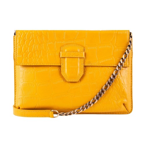 Femmes cuir jaune pochette - cuir,