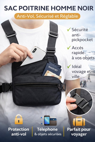 Sac poitrine homme noir - sac,