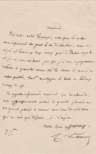 Dormeuil lettre autographe - -,