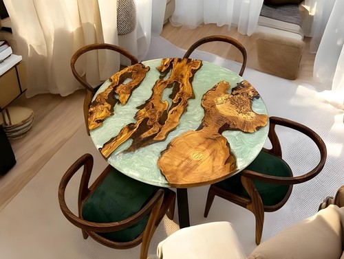 Table époxy ronde bois - époxy, en