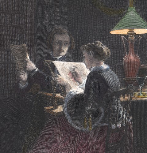 1845 gravure aquarellée les - 1845,