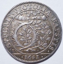 ANNE D'AUTRICHE : JOLI ET RARE JETON ARGENT DE 1651 (victoire dans la Fronde ?)