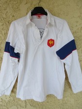 Maillot XV QUINZE de FRANCE Rugby blanc vintage shirt coton ancien M