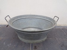 ANCIEN BASSINE OVALE ZINC ACIER GALVANISé 1900-50 50x67cm-60L