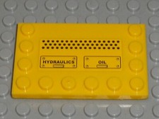 LEGO Yellow tile 'HYDRAULICS' and 'OIL' ref 6180pb024 / Set 7632 Crawler Crane
