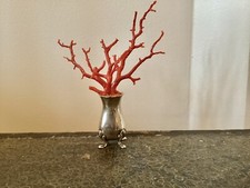 Belle Branche de Corail Rouge de Méditerranée  Socle Argent Massif  Parfait Etat