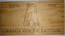 LATOUR 1997 ESTAMPE FACADE CAISSE BOIS VIN PAUILLAC CRU CADEAU ANNIVERSAIRE