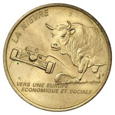 France - 1 euro de la Nièvre (58) Taureau Charolais - Euros des Villes - laiton