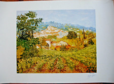 AFFICHE  GEORGES FLANET-VILLAGE DE  RAMATUELLE- SIGNÉ -70/50CM
