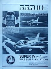 11/1966 PUB WASSMER AVIATION ISSOIRE AVION SUPER IV BALADOU ORIGINAL FRENCH AD