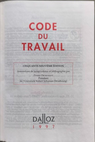 Code travail 1997 - code, du