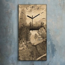 Horloge murale sur toile 30x60 Peinture Forêt Arbres Dessin Henri Rousseau