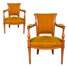 Fauteuils style Directoire en merisier velours (paire)