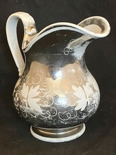 Pichet & Pot à Lait & Faience China Sarreguemines Argenté & Petite Verseuse 