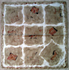 -DANIEL HECHTER "Lascaux" Foulard soie TBEG  vintage scarf 87 x 88 cm