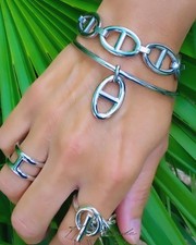 Bracelet maille marine acier inoxydable Jonc chaîne d'ancre Manchette breloque 