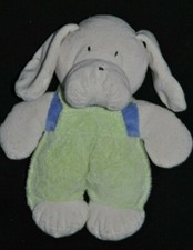 ?Doudou Chien AJENA NOUNOURS Crème Vert Bleu Grelot Peluche 25 Cm Vintage