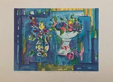 Tony Agostini lithographie signée nature morte à la coupe  de fruits Bastia
