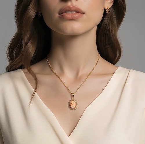 Collier pendentif camée rouge - pendentif,