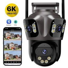 6K HD Outdoor IP Camera WiFi Three Lens Three Screen PTZ Security Camera Auto Tr