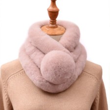 Femmes Fausse Fourrure Col Écharpe Étole Châle Pom Drapé Thermique Chaude Hiver