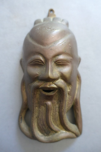 Masque mural bronze - masque,