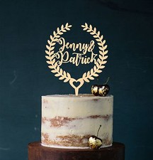 Bouchon à gâteau bois mariage personnalisé cake topper figurine prénom au choix fleurs