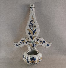 MAGNIFIQUE GRAND BENITIER EN CERAMIQUE FAIENCE EMILE GALLE NANCY