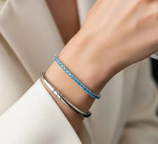 Bracelet En Topaze Bleue 4Mm