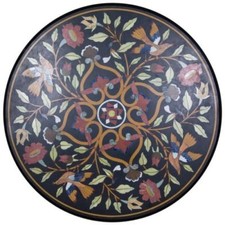 24 " Rond Marbre Centre Table Top Pietra Dura Incrustation Handmade Travail