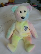 OURS  B.B. BEAR 1999 TY INC BIRTHDAY BEAR PREMIERE BOUGIE PELUCHE PASTEL 22 CM 