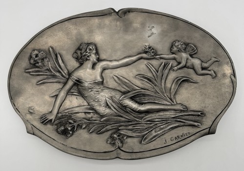 Bas relief étain signé - bas,