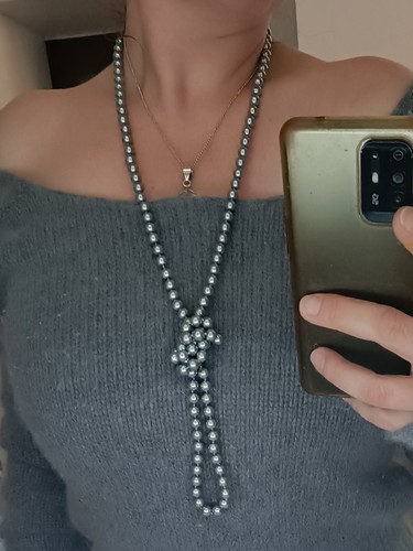Collier perles grises nacrées