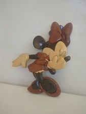plaque murale bois sculpté minnie mouse disney vintage déco artisanat vietnam