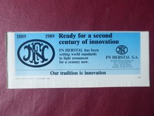 1988 PUB FN HERSTAL SA SMALL ARMS 1189-1989 100 YEARS INNOVATION ORIGINAL AD