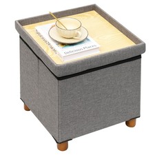 Pouf de Rangement pour Coffre, Repose-Pieds Pliable, Carré, Coffre, pour Entr...