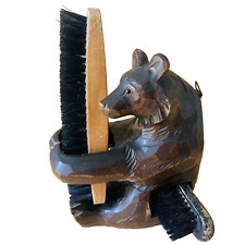 Ours ancien en bois sculpté Porte brosses Vintage Folk Art Forêt Noire 17 cm