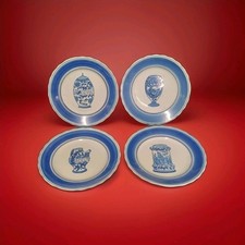 Lot 4 Assiettes Faience Décor D'anciens Pots De Pharmacie  ∅ 20cm , XXe