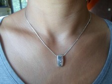 collier chaîne pendentif en argent massif ;  zirconiums