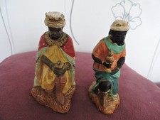 Lot 2 Anciens santons  Devineau Roi Mage Noir 9 cm T4   crèche Décoration Noêl
